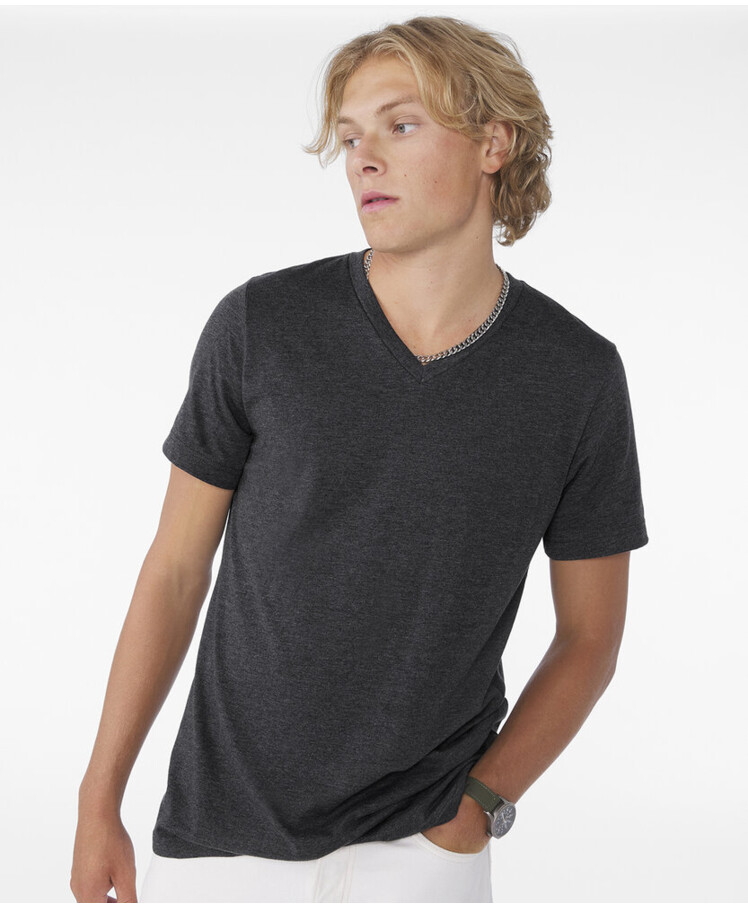 Unisex heather CVC short sleeve v-neck tee Thumbnail