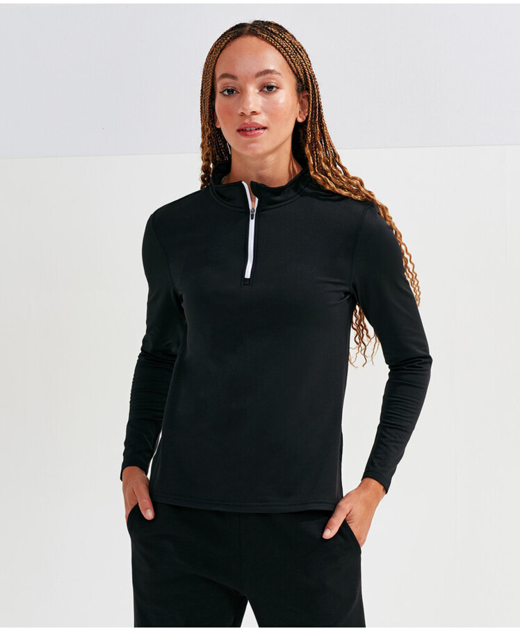 Women’s TriDri® recycled long sleeve brushed back ¼ zip top Thumbnail