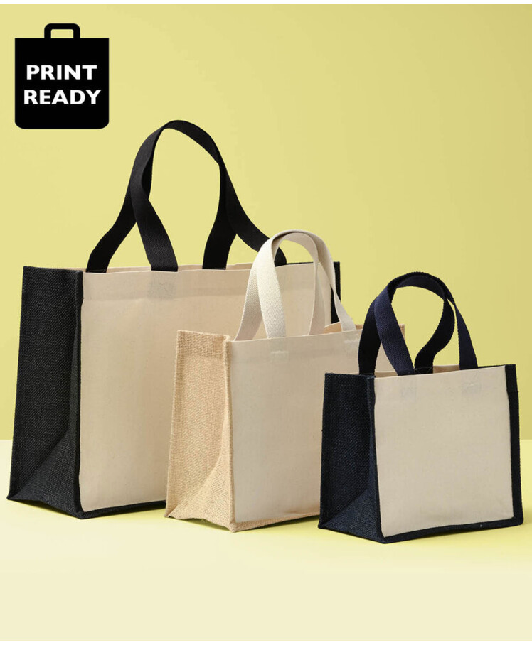 Jute canvas panel shopper Thumbnail