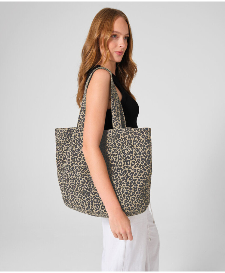 Leopard print canvas shopper Thumbnail