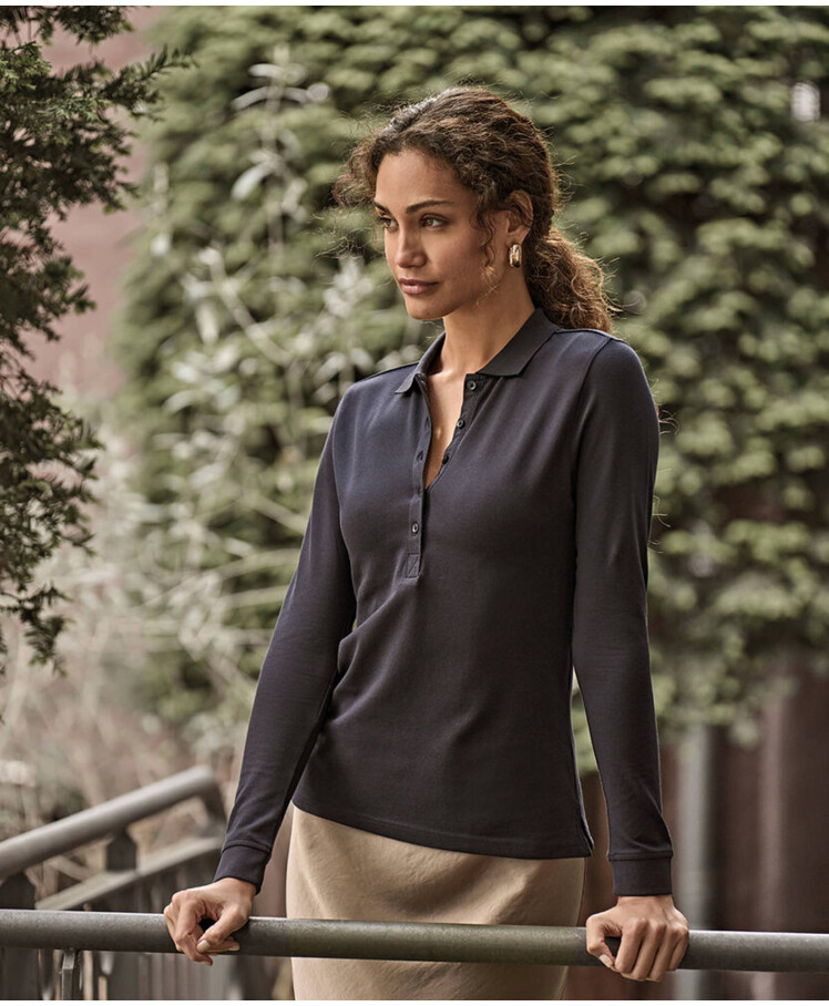 Women’s luxury stretch long sleeve polo (146) Thumbnail