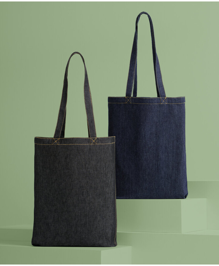 Denim ‘flat base’ shopper Thumbnail