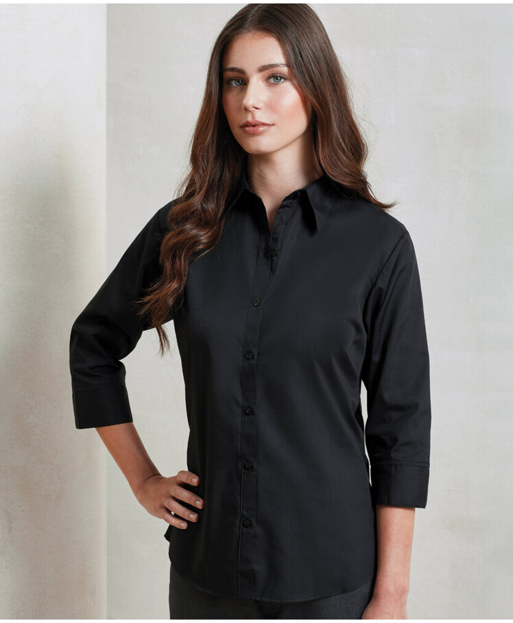 Women's ¾ sleeve poplin blouse Thumbnail
