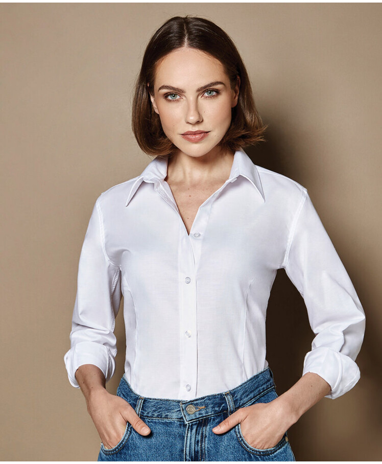 Women's workplace Oxford blouse long-sleeved (tailored fit) Thumbnail