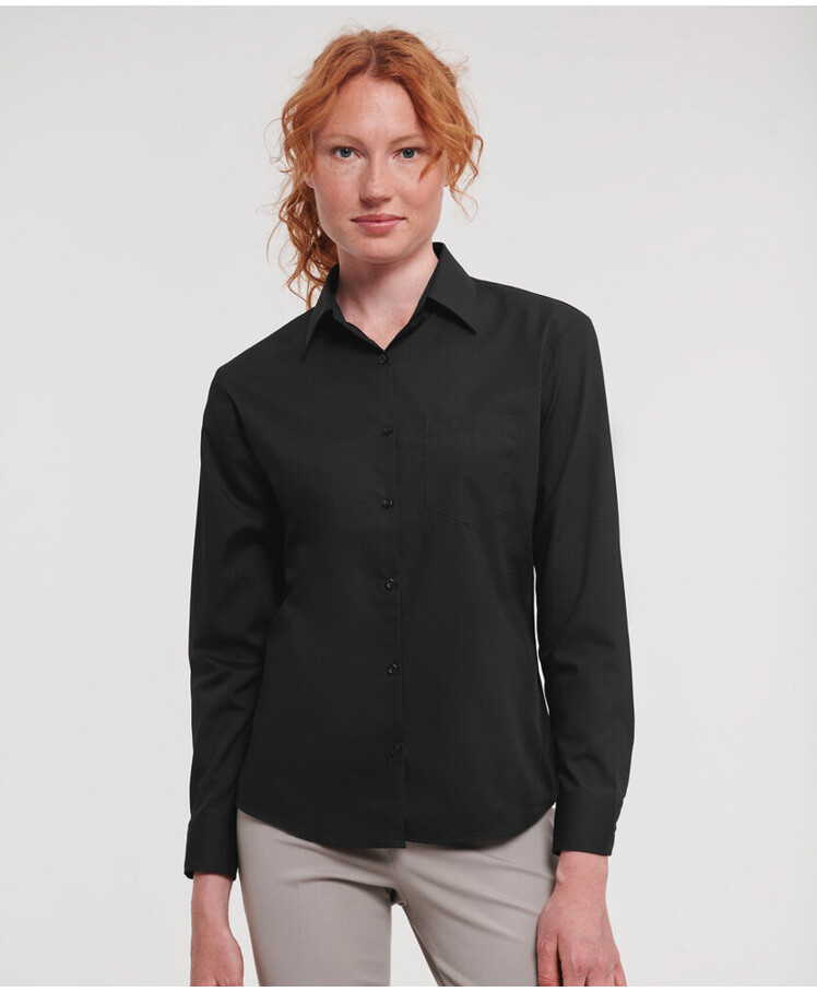 Women's long sleeve polycotton easycare poplin shirt Thumbnail