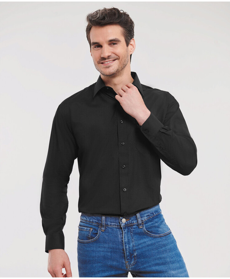 Long sleeve polycotton easycare poplin shirt Thumbnail