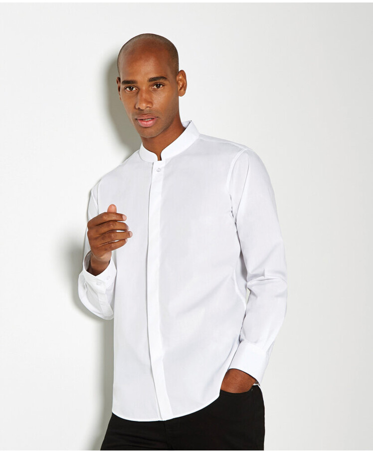Mandarin collar shirt long-sleeved (tailored fit) Thumbnail