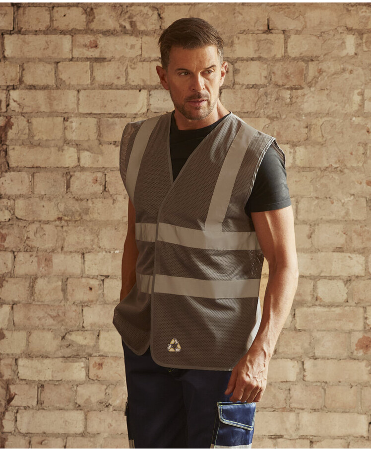 Top cool open mesh 2-band-and-braces waistcoat (HVW120) Thumbnail