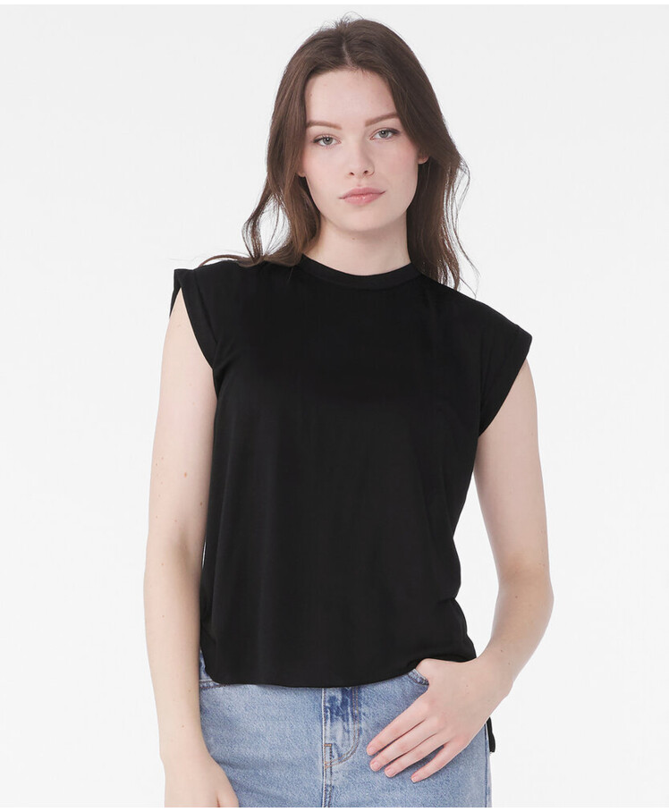 Women's flowy muscle tee with rolled cuff Thumbnail