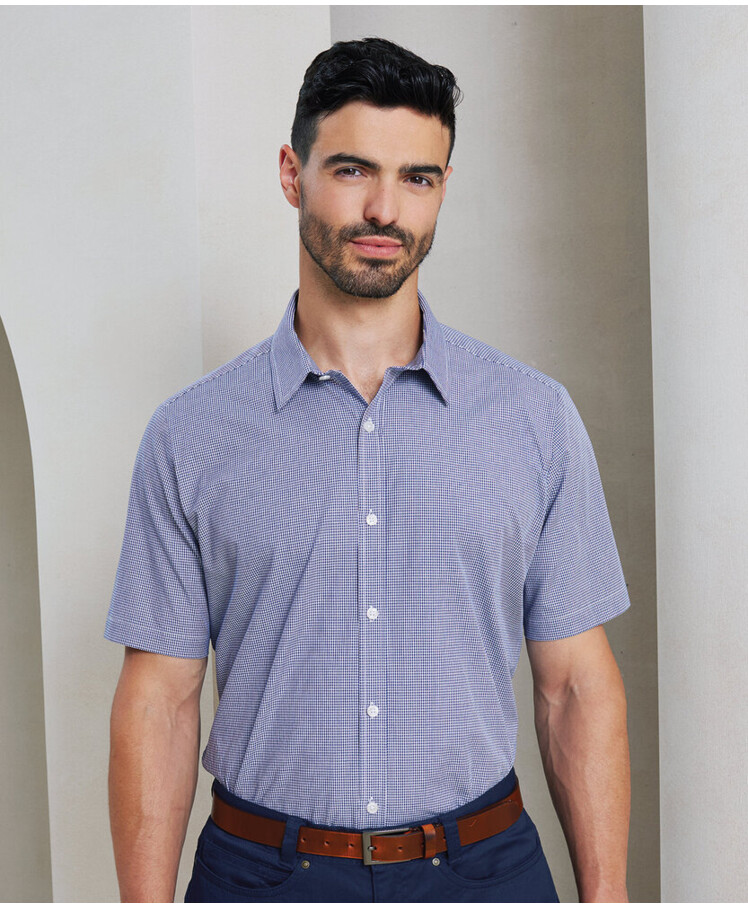 Microcheck (Gingham) short sleeve cotton shirt Thumbnail