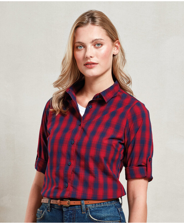 Women's Mulligan check cotton long sleeve shirt Thumbnail