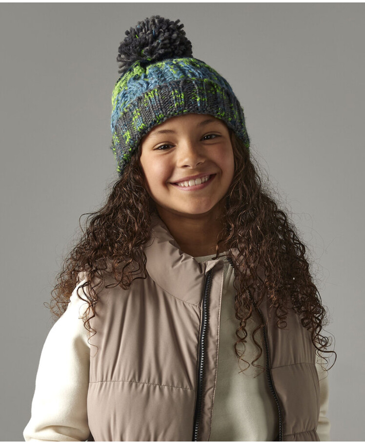 Junior corkscrew pom pom beanie Thumbnail