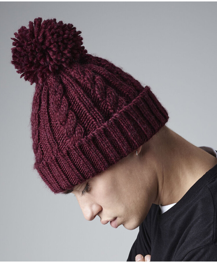 Cable knit melange beanie Thumbnail