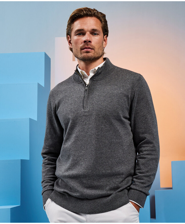 Men's cotton blend ¼ zip sweater Thumbnail