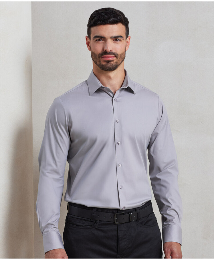Stretch fit cotton poplin long sleeve shirt Thumbnail