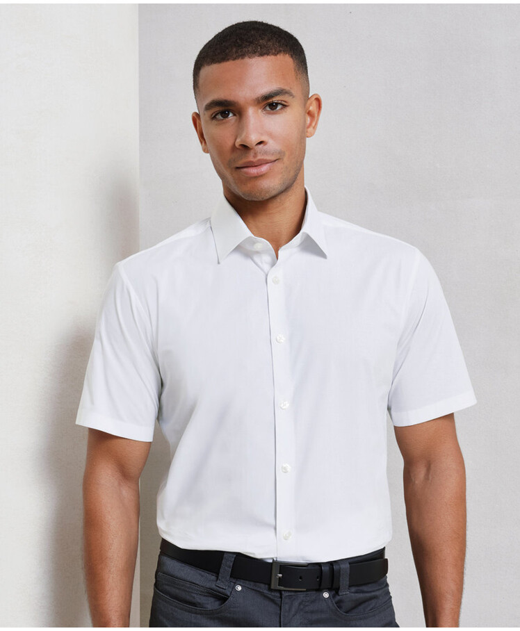 Stretch fit cotton poplin short sleeve shirt Thumbnail