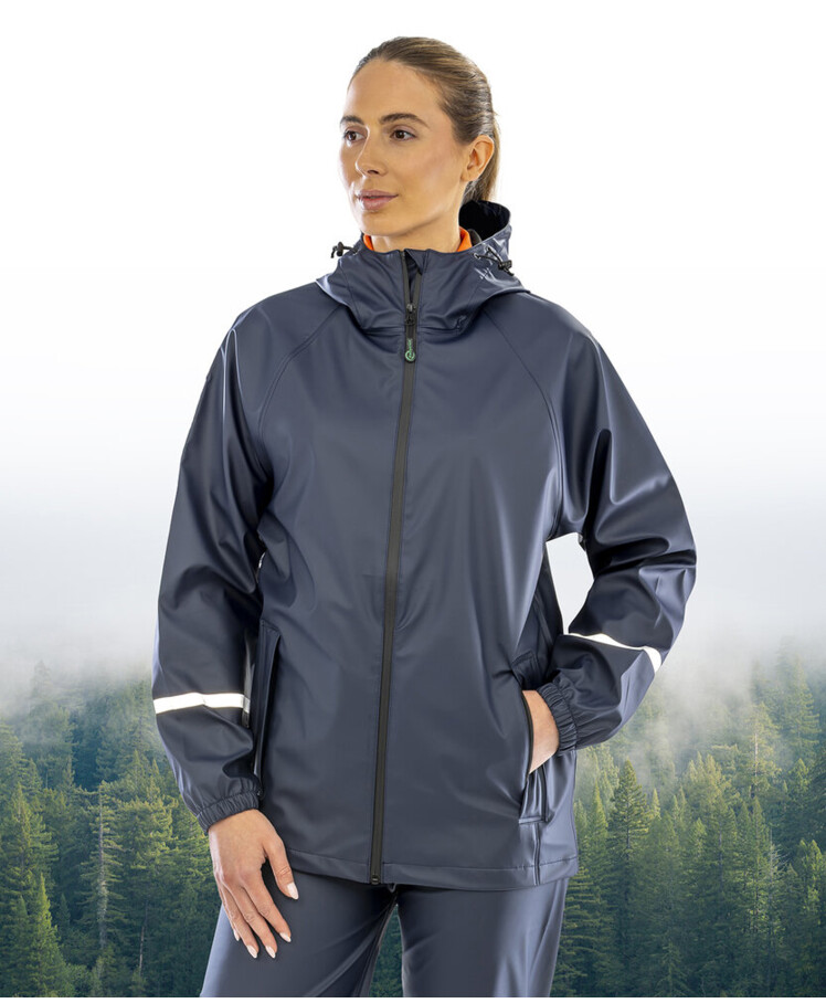 Prism PU waterproof jacket with reflective bands and recycled backing Thumbnail