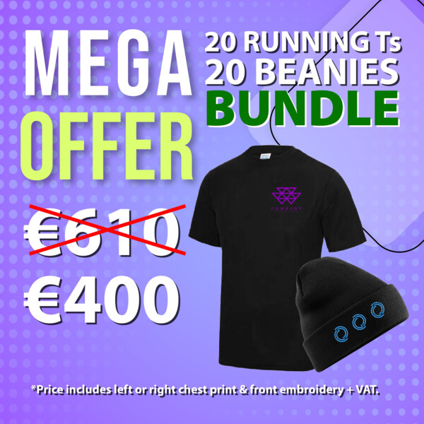 Bundle 5 - 20 Running T's + 20 Beanies Thumbnail