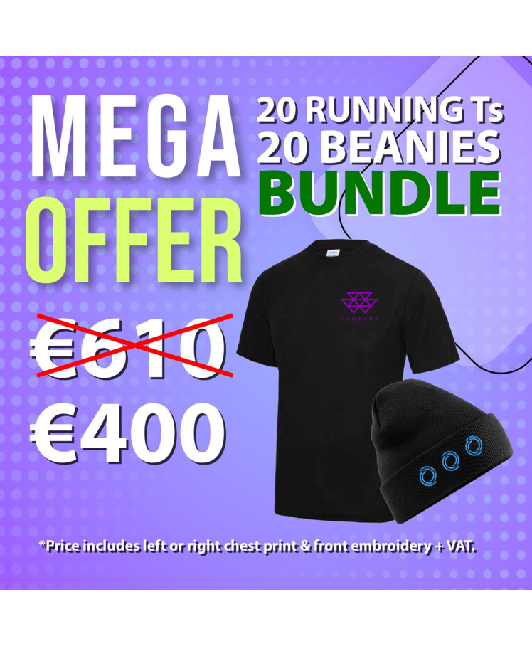 Bundle 5 - 20 Running T's + 20 Beanies Thumbnail