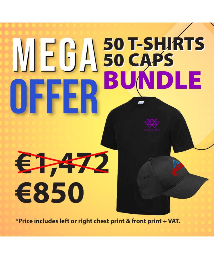 Bundle 8 - 50 T-shirts + 50 Caps Thumbnail