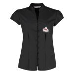 Women's continental blouse mandarin collar cap sleeve Thumbnail