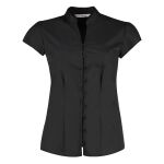 Women's continental blouse mandarin collar cap sleeve Thumbnail