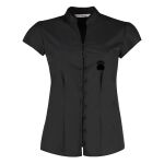 Women's continental blouse mandarin collar cap sleeve Thumbnail