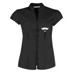 Women's continental blouse mandarin collar cap sleeve Thumbnail