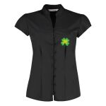 Women's continental blouse mandarin collar cap sleeve Thumbnail