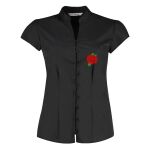 Women's continental blouse mandarin collar cap sleeve Thumbnail