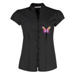 Women's continental blouse mandarin collar cap sleeve Thumbnail