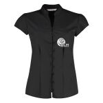 Women's continental blouse mandarin collar cap sleeve Thumbnail