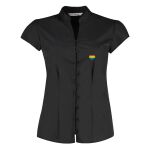 Women's continental blouse mandarin collar cap sleeve Thumbnail