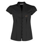 Women's continental blouse mandarin collar cap sleeve Thumbnail