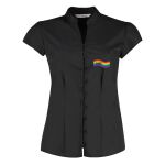 Women's continental blouse mandarin collar cap sleeve Thumbnail