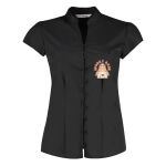 Women's continental blouse mandarin collar cap sleeve Thumbnail