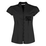 Women's continental blouse mandarin collar cap sleeve Thumbnail