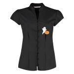 Women's continental blouse mandarin collar cap sleeve Thumbnail
