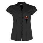 Women's continental blouse mandarin collar cap sleeve Thumbnail