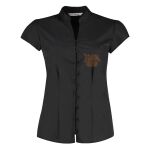 Women's continental blouse mandarin collar cap sleeve Thumbnail