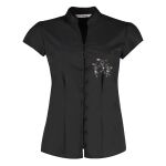 Women's continental blouse mandarin collar cap sleeve Thumbnail