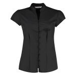 Women's continental blouse mandarin collar cap sleeve Thumbnail