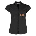Women's continental blouse mandarin collar cap sleeve Thumbnail