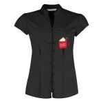 Women's continental blouse mandarin collar cap sleeve Thumbnail