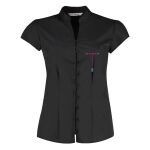 Women's continental blouse mandarin collar cap sleeve Thumbnail