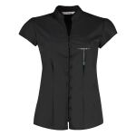 Women's continental blouse mandarin collar cap sleeve Thumbnail