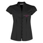 Women's continental blouse mandarin collar cap sleeve Thumbnail