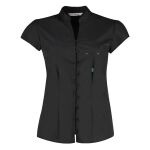 Women's continental blouse mandarin collar cap sleeve Thumbnail